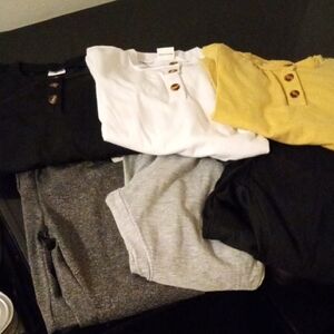 Casual Henley Shirts and Pants Set